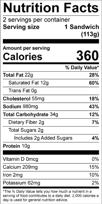 Grilled Southwest Cheese Sandwich nutrition facts