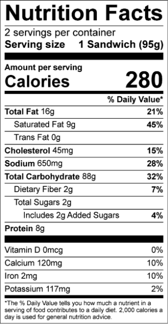Grilled Turkey & Cheese Sandwich nutrition facts